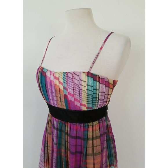 Twenty One Purple Plaid Dress Adjustable Spaghetti Straps Size Small - Picture 3 of 5